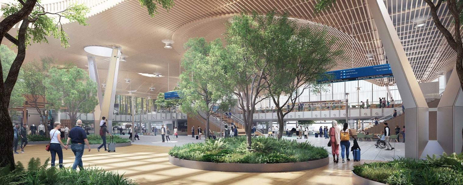 CGI hero of inside of Portland International Airport