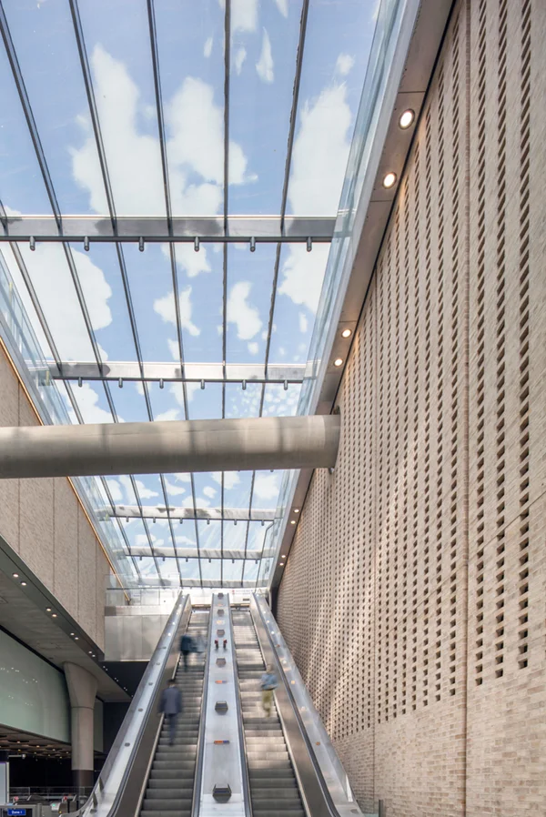 Skylight allowing natural light into a Crossrail station